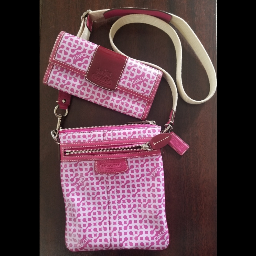 Coach Purple and Lilac Passport and Wallet Set